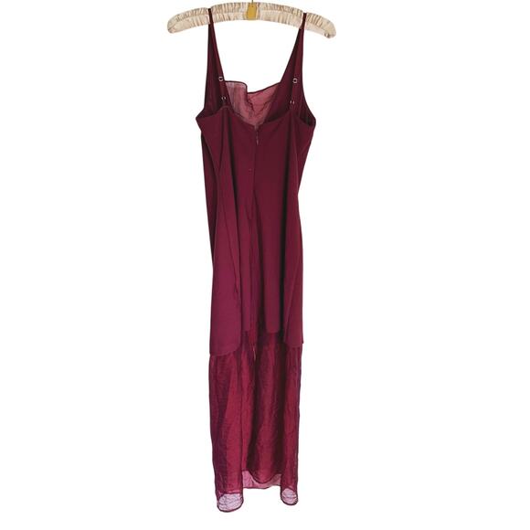 NWT Abercrombie & Fitch V-Neck Sheer Sleeveless Midi Dress Wine Red Large Event - Picture 6 of 11